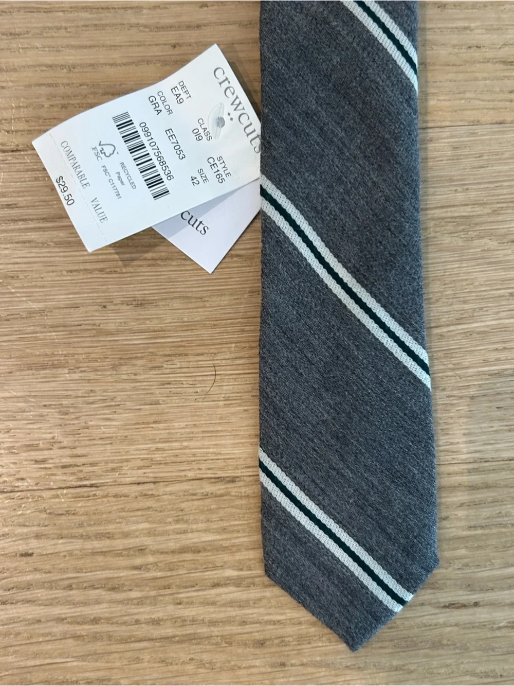 Crewcuts Gray Stripe Slim Tie